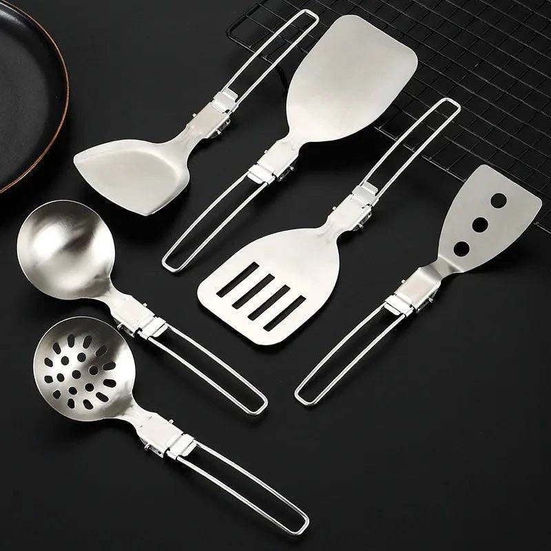 IronSpam™ Stainless Steel Folding Food Utensils for Outdoor Cooking - Joomcy