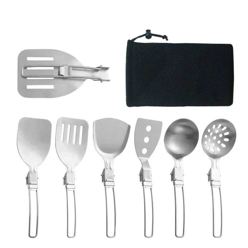 IronSpam™ Stainless Steel Folding Food Utensils for Outdoor Cooking - Joomcy