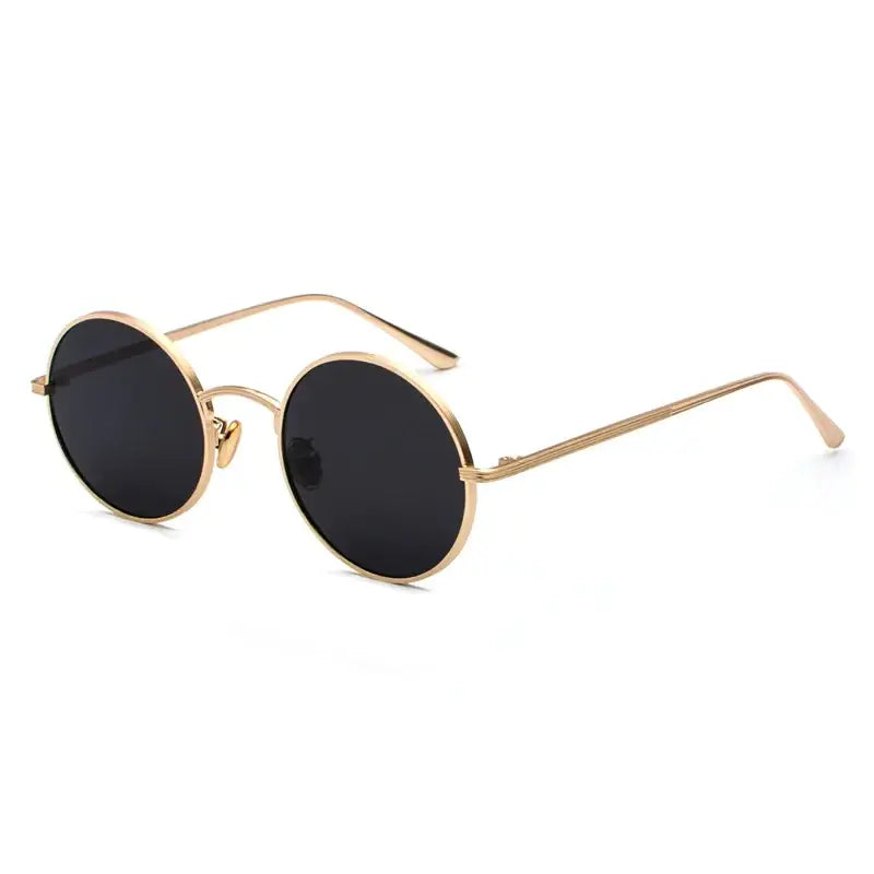 Gold-toned round-frame sunglasses with dark lenses.