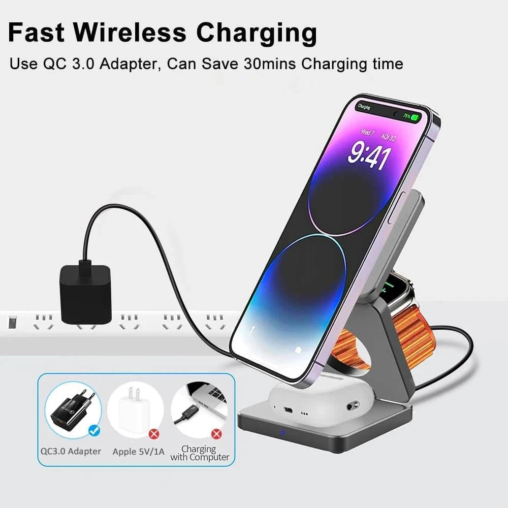 Keajor™ 3 in 1 Wireless Charger Portable Pad - Joomcy
