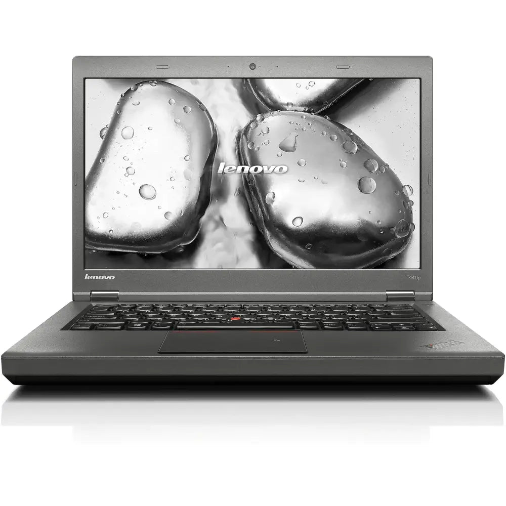 Gray lenovo thinkpad t440p laptop with a sleek, professional design and black keyboard featuring the iconic red trackpoint.