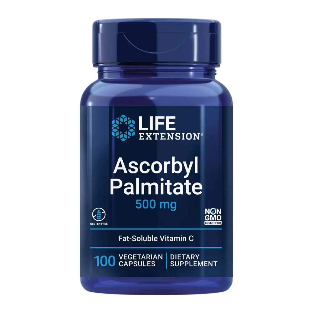 Life Extension Ascorbyl Palmitate 500mg – Fat-Soluble Vitamin C Supplement for Immune Support and Longevity – Water-Soluble Gluten-Free Non-GMO Vegetarian – 100 Capsules