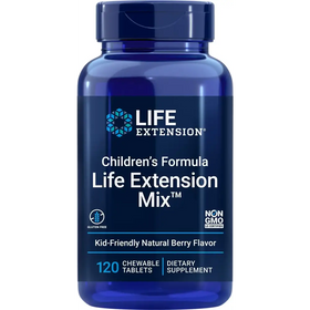 Life Extension Childrens Formula Mix™ multivitamin for Kids 18 Essential Vitamins and Minerals Berry Flavored with no Added Sucrose Gluten-Free Non-GMO 120 chewable Tablets