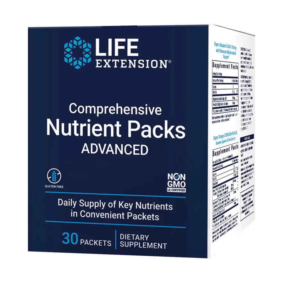 Life Extension Comprehensive Nutrient Packs Advanced Curcumin Fish Oil multivitamin CoQ10 multis and Supplements 30 on-The-go Packets Gluten-Free Non-GMO