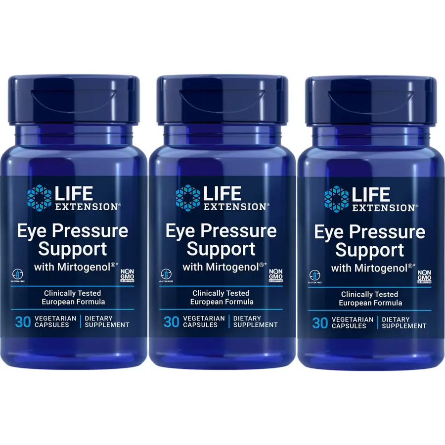 Life Extension Eye Pressure Support with MirtogenolVcaps 30 Count (Pack of 3)