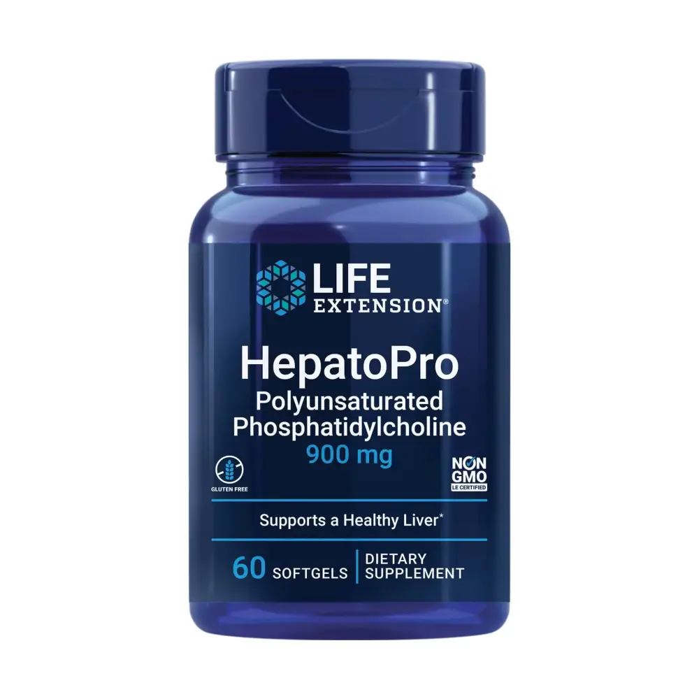 Life Extension HepatoPro polyunsaturated phosphatidylcholine 900 mg Supports a Healthy Liver and detoxification Protects Against oxidative Stress Gluten-Free Non-GMO 60 softgels