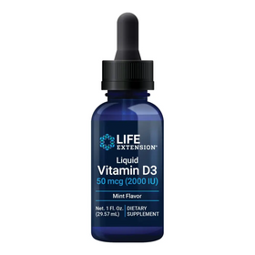 Life Extension Liquid Vitamin D3 (Mint) 50 mcg (2000 IU) Immune System Support Bone Health Whole-Body Health Tasty Peppermint Flavor Gluten Free Non-GMO 29.57 ml