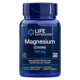 Life Extension Magnesium (Citrate) 100 mg – Magnesium Supplement For Men and Women - For Heart and Bone Health Immune System Support - Gluten-Free Non-GMO - 100 Vegetarian Capsules