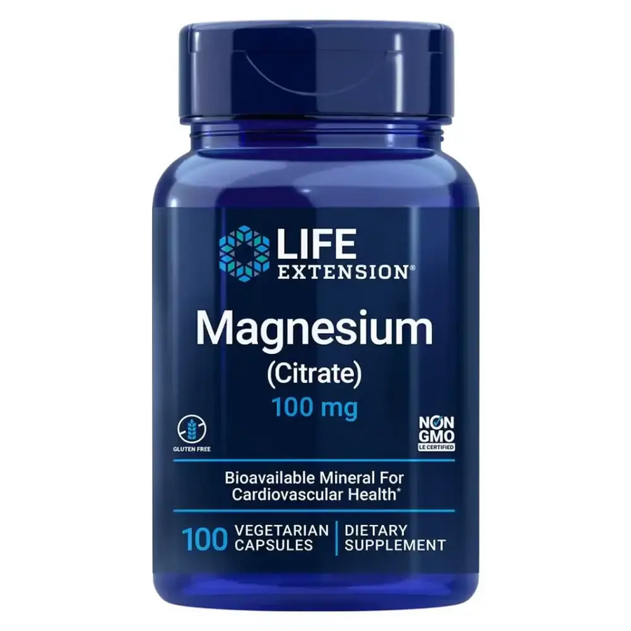 Life Extension Magnesium (Citrate) 100 mg – Magnesium Supplement For Men and Women - For Heart and Bone Health Immune System Support - Gluten-Free Non-GMO - 100 Vegetarian Capsules