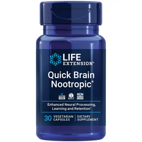 Life Extension Quick Brain Nootropic 30 vegetarian capsules, Enhanced brain performance learning and retention brain supplement- 1-Daily gluten-free non-GMO