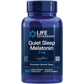 Life Extension Quiet Sleep Melatonin 5 mg Powerful Sleep Support Healthy circadian Rhythms Cellular Defense Gluten-Free Non-GMO Vegetarian 60 Capsules