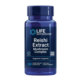 Life Extension Reishi Extract Mushroom Complex - Mushrooms Herbal Supplement for Immune Support – Ganoderma Lucidum Extract - Gluten-Free Non-GMO Vegetarian – 60 Capsules