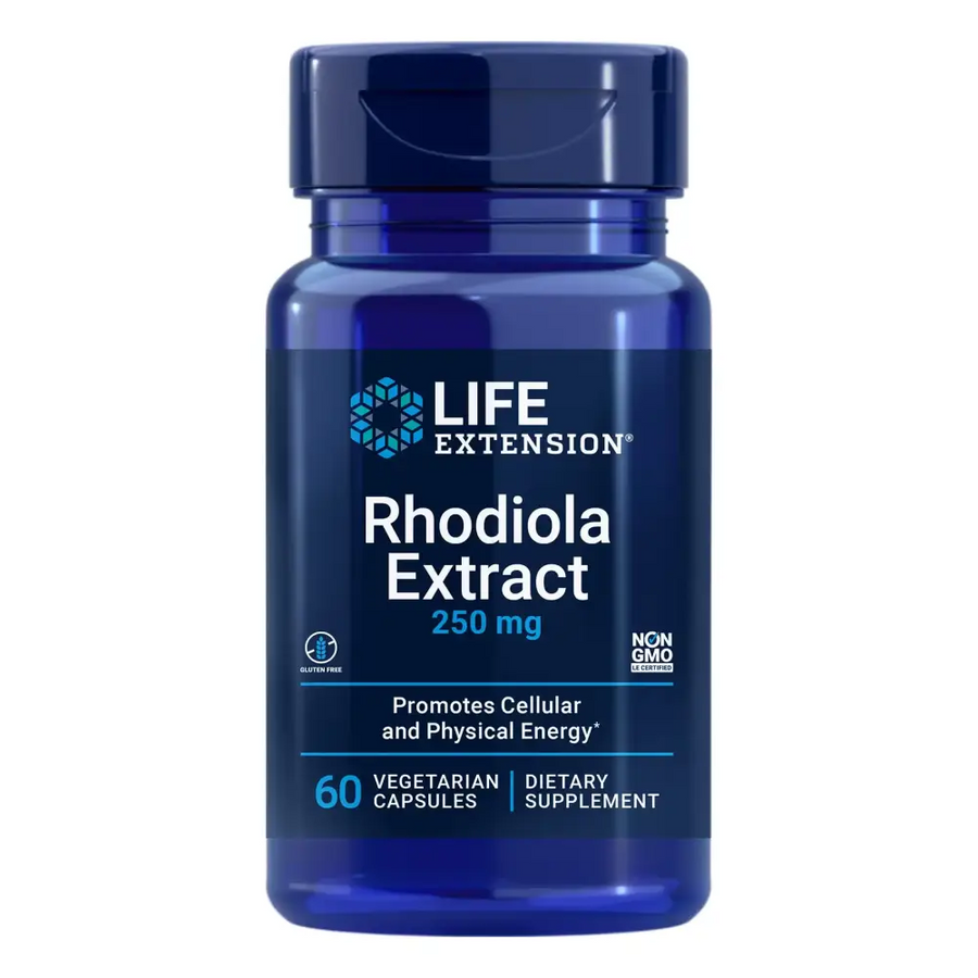 Life Extension Rhodiola Extract Rhodiola rosea Supplement standardized Extract Promotes Physical and Mental Performance Gluten-Free Non-GMO Vegetarian 250 mg 60 Capsules