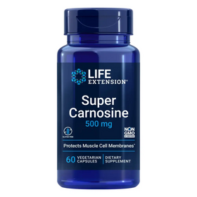 Life Extension Super Carnosine 500mg - For Muscle Recovery - L-Carnosine Supplement with Benfotiamine Vitamin B1 Luteolin For Healthy Aging - Non-GMO Gluten-Free - 60 Vegetarian Capsules