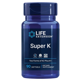Life Extension Super K vitamin K1 vitamin K2 mk-7 vitamin K2 mk-4 vitamin C bone/heart/arterial health 3-month supply Gluten-Free 1 Daily Non-GMO 90 softgels