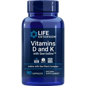 Life Extension Vitamins D and K with Sea-Iodine 90 Capsules