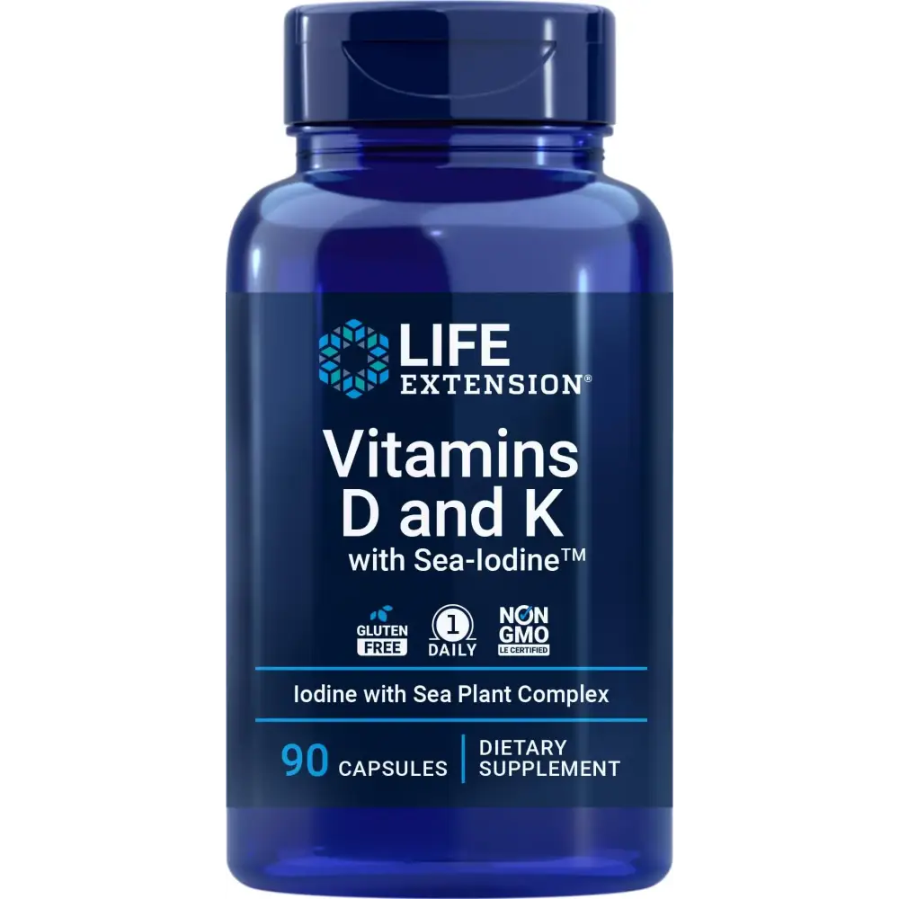 Life Extension Vitamins D and K with Sea-Iodine 90 Capsules