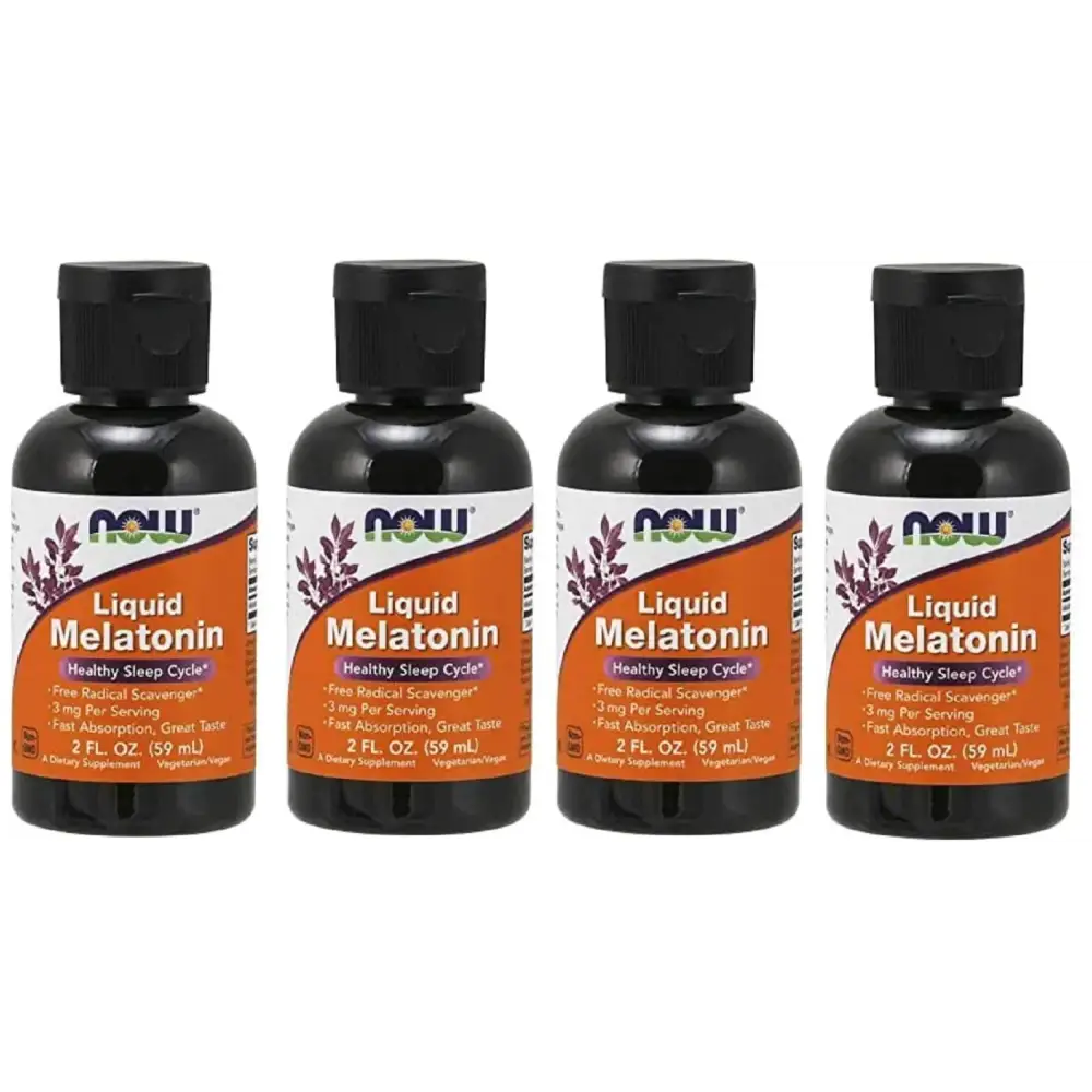 Liquid Melatonin 3mg (Pack of 4) Now Foods 8 oz. (4 x 2 oz.) Liquid
