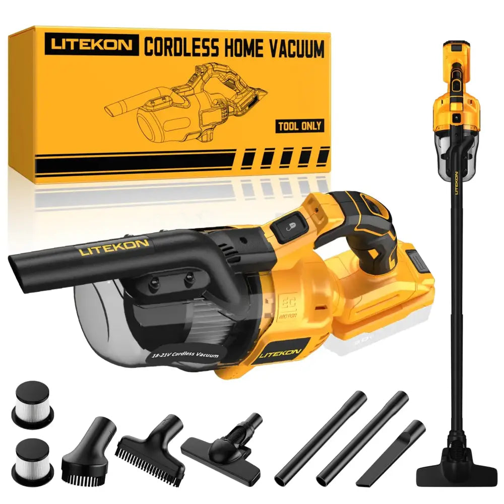 LITEKON Cordless Vacuum Compatible with 𝗗𝗘-𝗪𝗔𝗟𝗧 20V Max Battery (No Battery) Handheld Battery Powered Vacuum Cleaner for Wood Floor Carpet Car Cleaning 125AW (Tool Only)