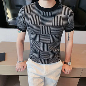 Men's Knit Short Sleeve T-Shirt - Slim Fit Round Neck