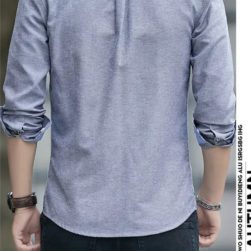 Men's Long Sleeve Cotton Shirt - Slim Fit Casual Top