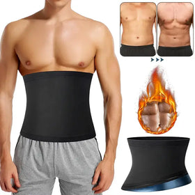 Black waist trainer belt with a sleek, form-fitting design and subtle blue accent trim.