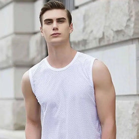 Men's Sleeveless Ice Silk Breathable Sports T-shirt