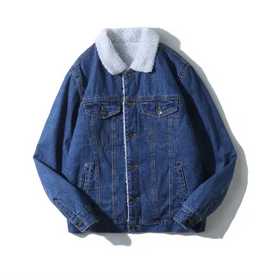 Men's Thick Denim Jacket, Warm Cotton Coat