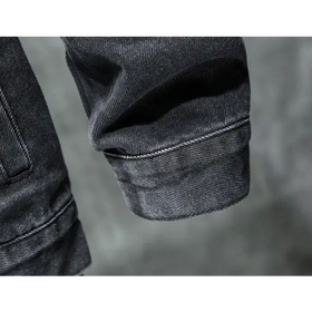 Men's Thick Fleece-Lined Denim Jacket with Hood