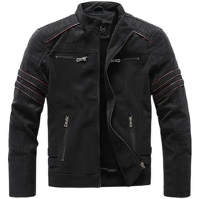 Men's Thick Fleece-Lined PU Leather Jacket (Plus Size)