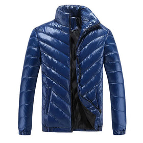 Men's Warm Stand Collar Jacket, Thick Cotton Coat