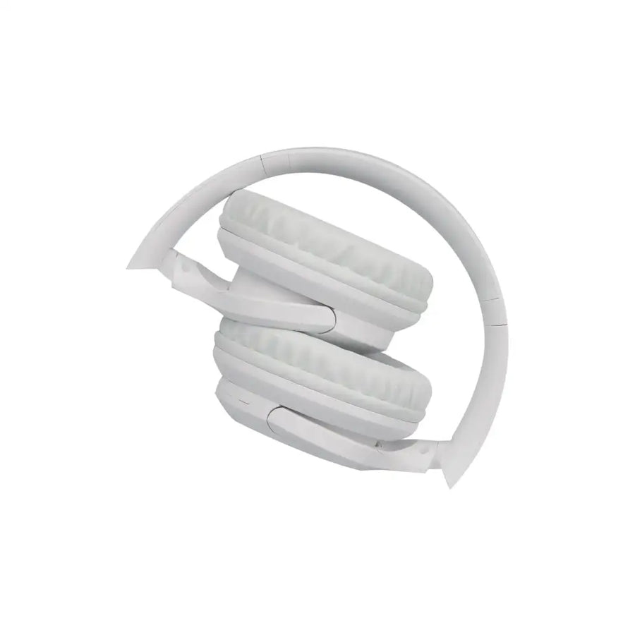 White over-ear wireless headphones with soft, padded earcups and a sleek, minimalist design.