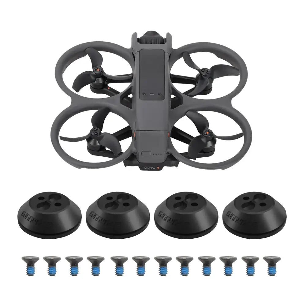 Gray avata 2 drone with black protective rings and four propellers.