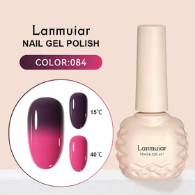Lanmuiar nail gel polish in a 10ml bottle with an off-white, textured body and matching cap.