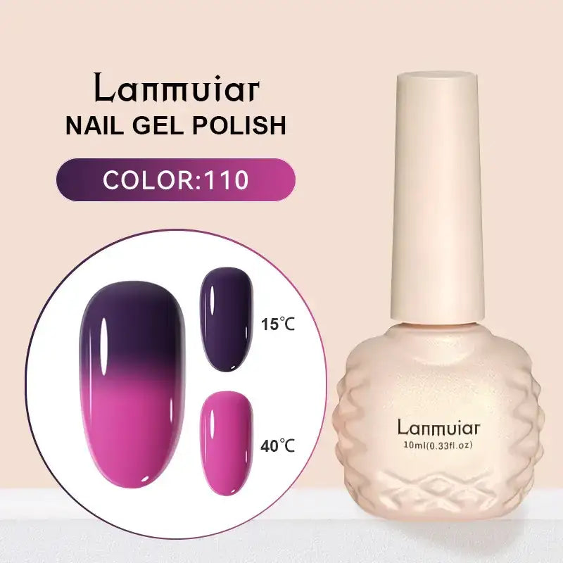 Lanmuiair nail gel polish in a 10ml bottle with an off-white, textured body and matching cap.