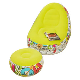 New Inflatable Graffiti Lazy Sofa with Ottoman