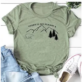 New Letter Print Cotton Short Sleeve T-Shirt