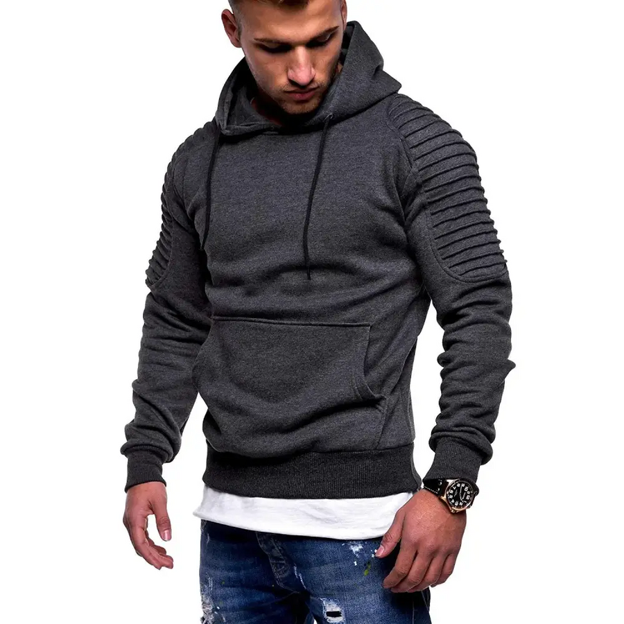 New Men's Striped Pullover Hoodie with Raglan Sleeves