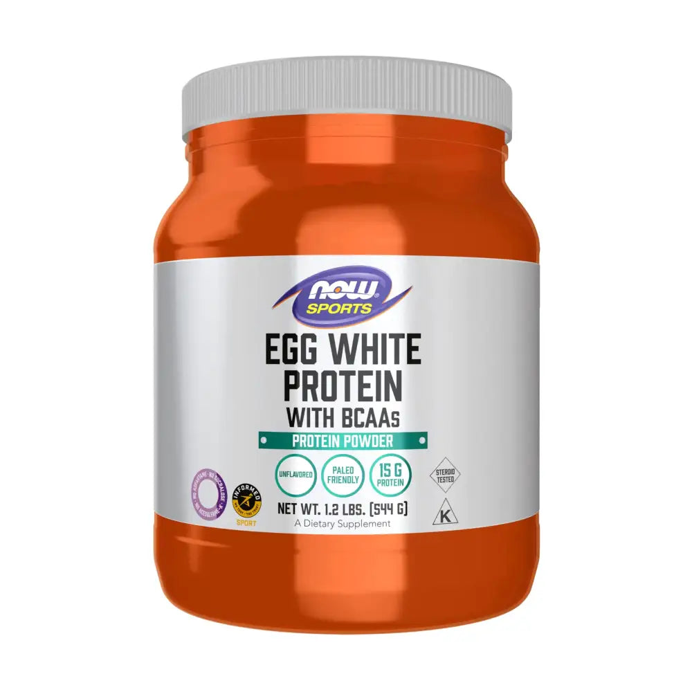 NOW Foods Sports Nutrition Egg White Protein 16 g With BCAAs Unflavored Powder 1.2-Pound