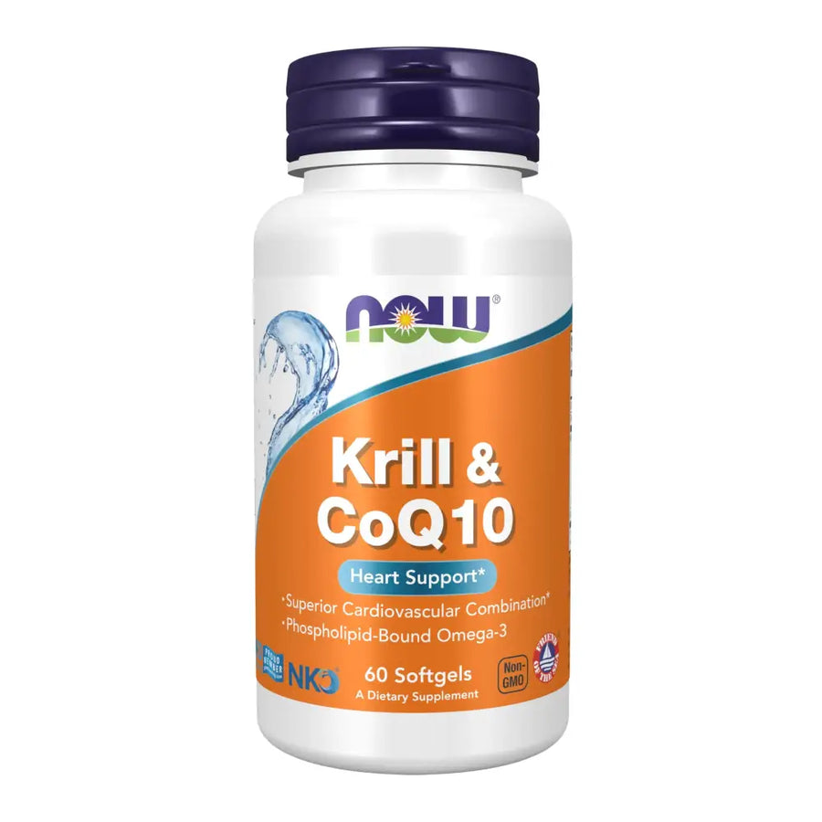 NOW Foods Supplements Krill & CoQ10 Phospholipid-Bound Omega-3 Heart Support* 60 Softgels