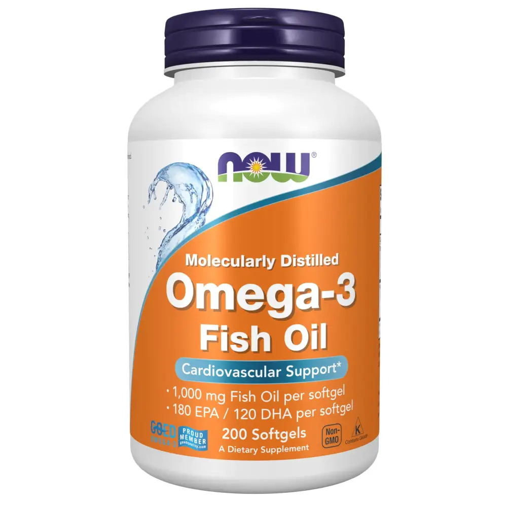 NOW Foods Supplements Omega-3 180 EPA / 120 DHA Molecularly Distilled Cardiovascular Support* 200 Softgels