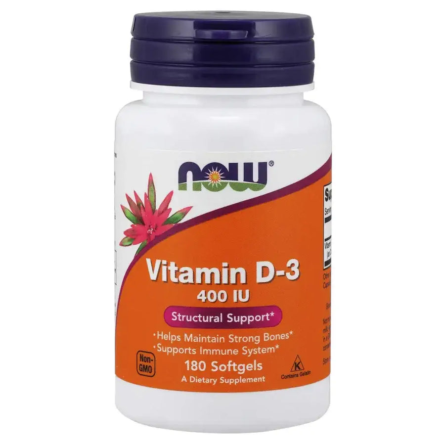 NOW Foods Vitamin D-3 400 IU Softgels 2 pk 180 Count (Pack of 2)