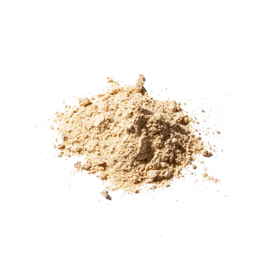 A mound of fine, light beige powder with a slightly granular texture.