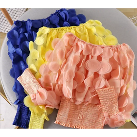 Off-Shoulder Waist-Tied Blouse with Puff Sleeves
