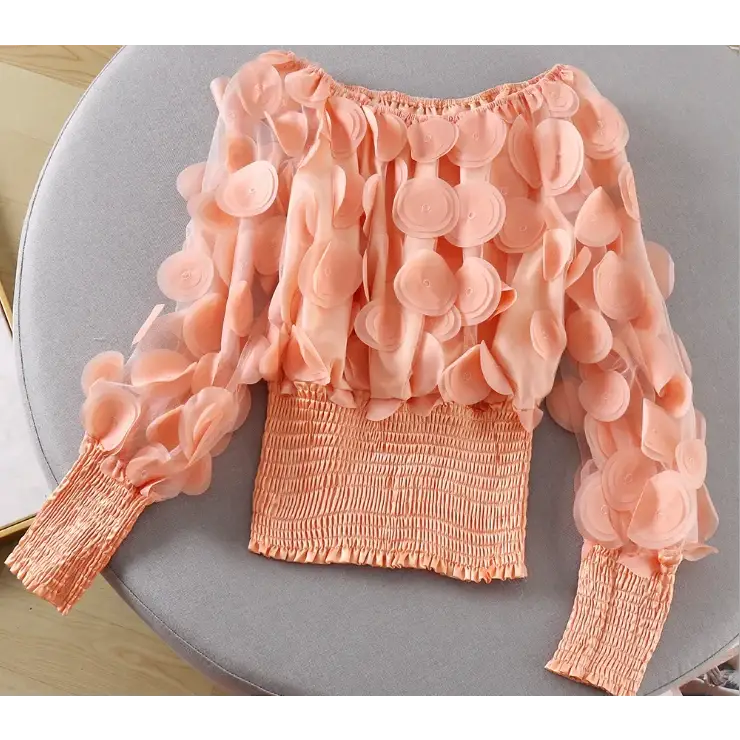 Off-Shoulder Waist-Tied Blouse with Puff Sleeves