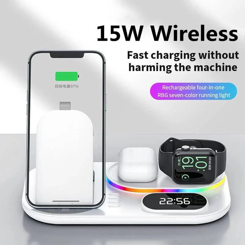 OliSnap™ 4 in 1 Wireless Charger Stand With RGB Light - Joomcy