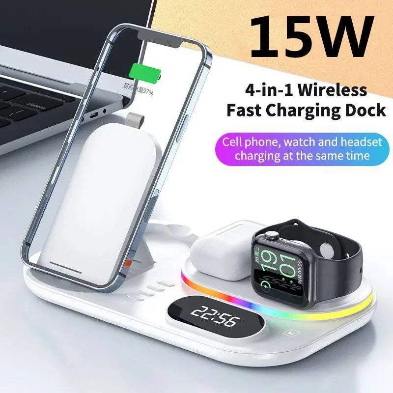 OliSnap™ 4 in 1 Wireless Charger Stand With RGB Light - Joomcy