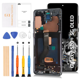 Olivechard S20+ 5G OLED LCD Display +Cosmic Black Frame 6.67" Not 6.7" for Samsung Galaxy S20 Plus 4G SM-G985/S20+ 5G SM-G986 LCD Screen Replacement Touch Digitizer Assembly Kit