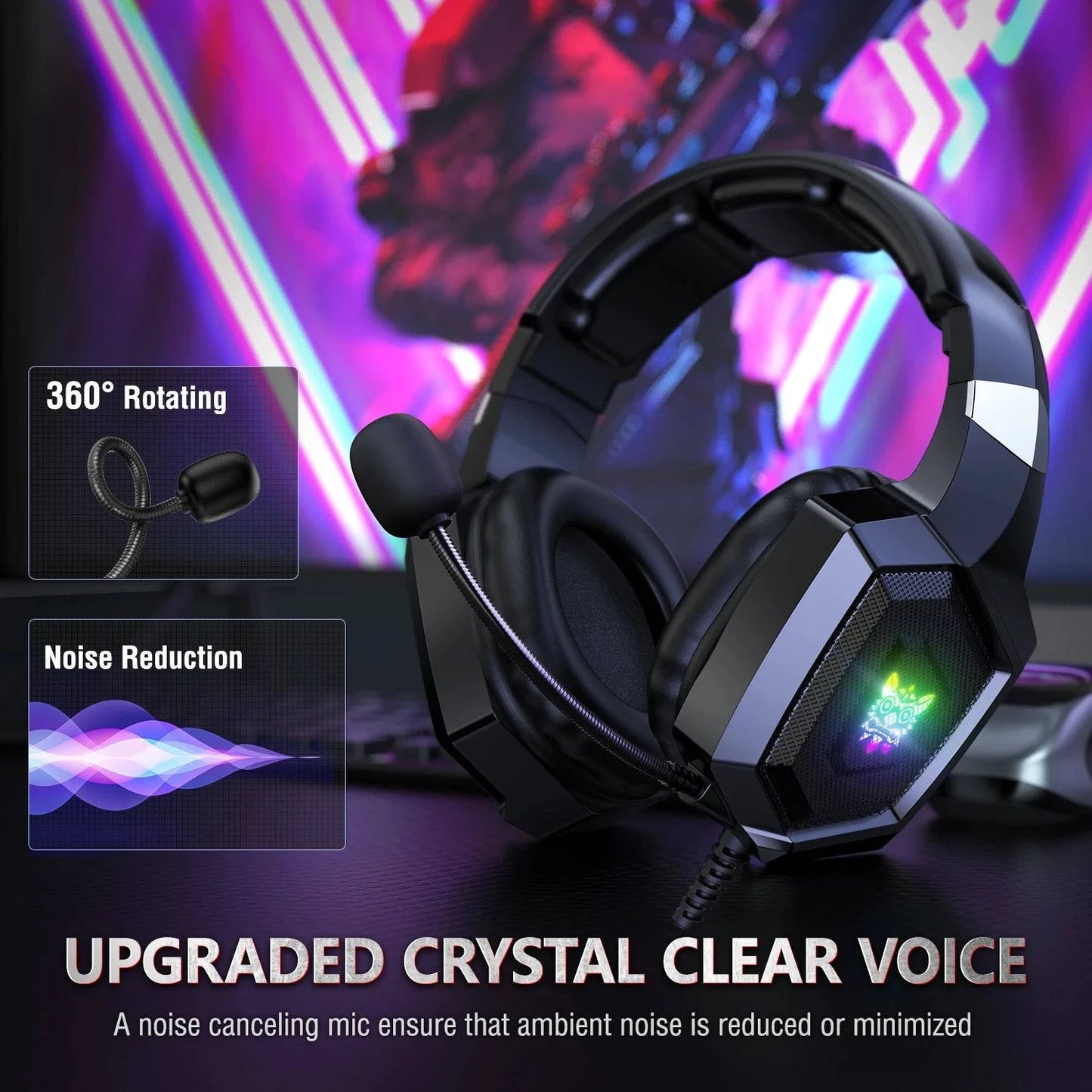 ONIKUMA™ K8 Gaming Headphones with Flexible HD Mic & RGB Light - Joomcy