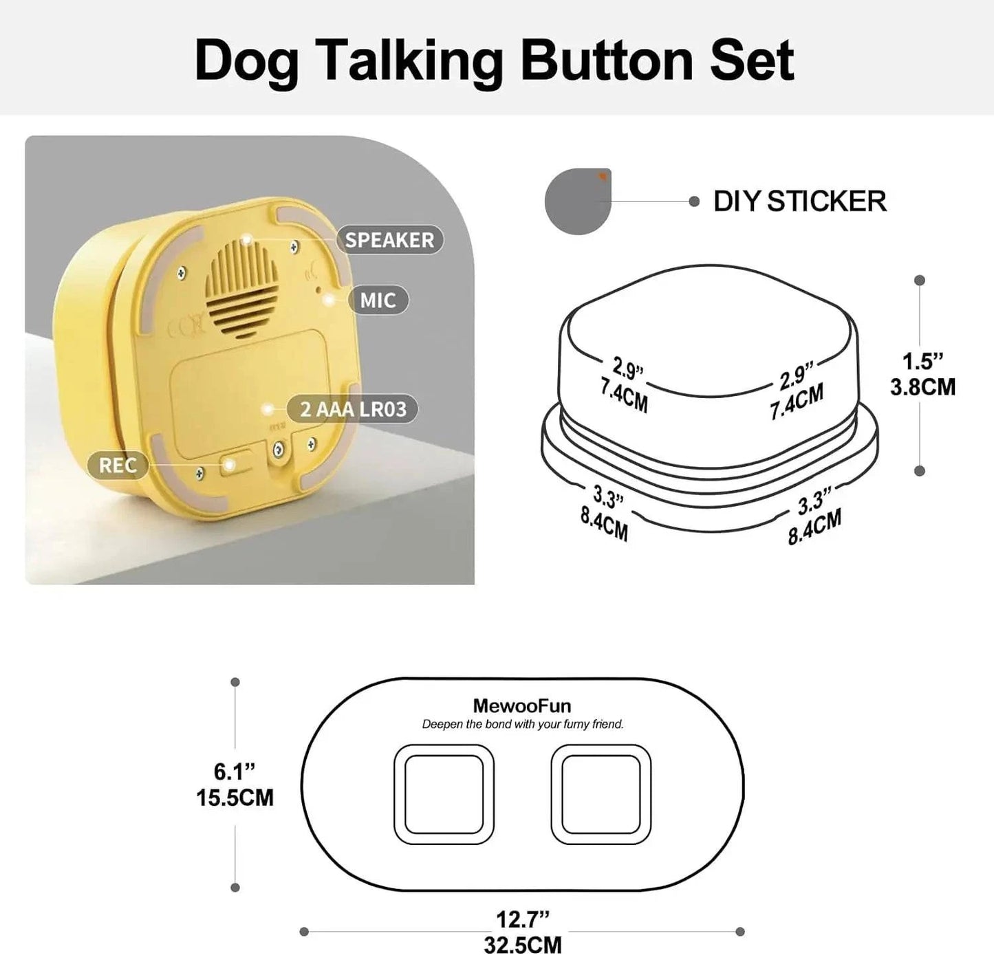 Pet Mewoofun Voice Recording Button Toy - Joomcy